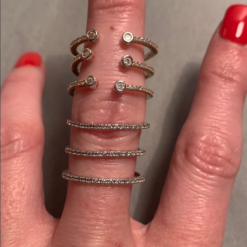 Set of silver and gold rings